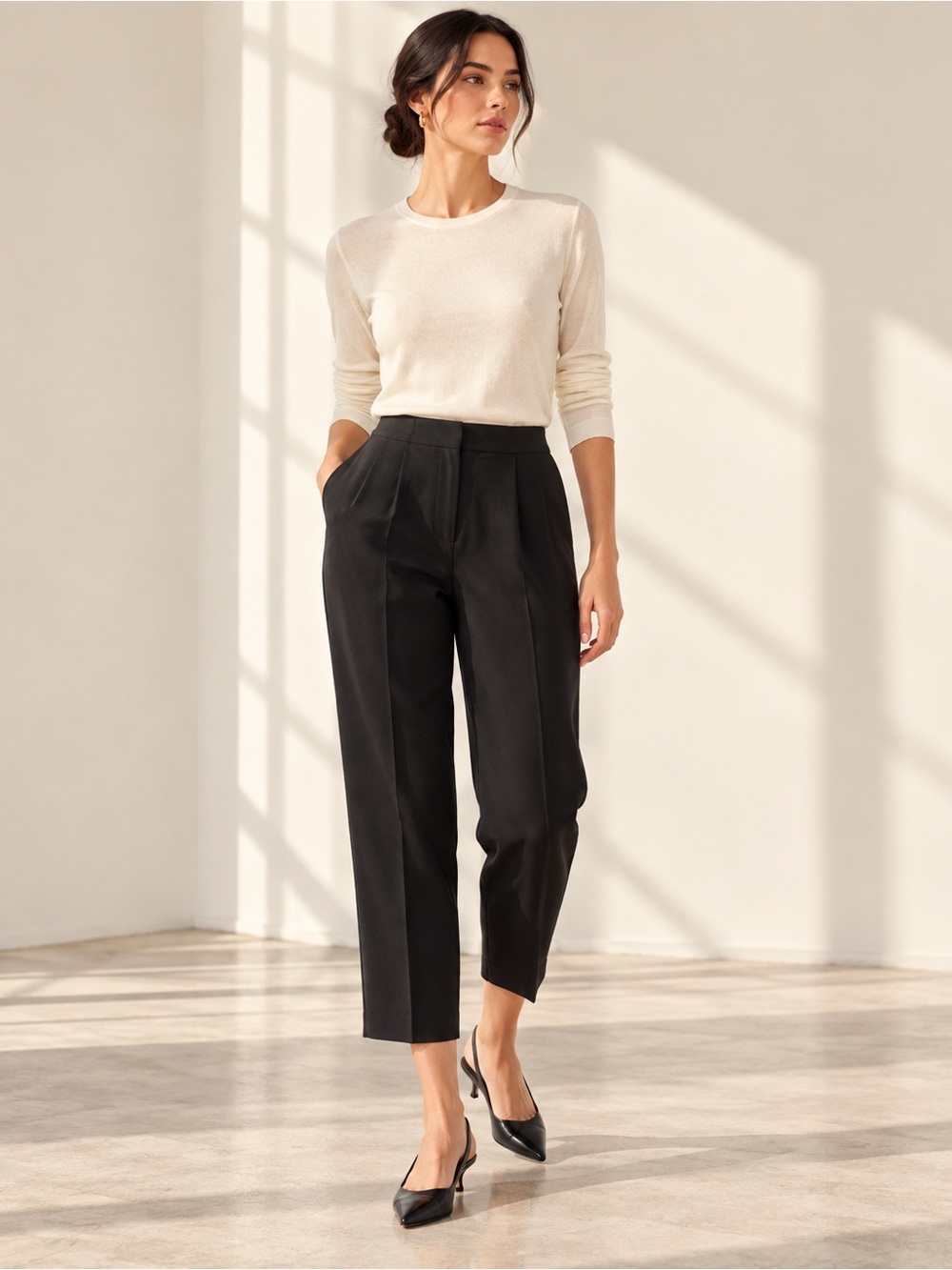 Aritzia Wilfred Black Tailored Cropped Pants Quiet Luxury Sz 2